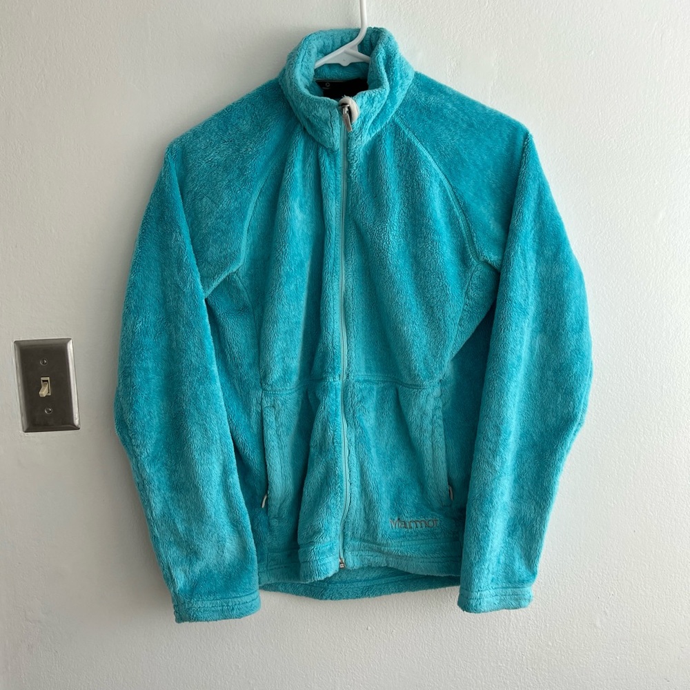 Marmot Womens Full Zip Fleece in Blue Size Small.